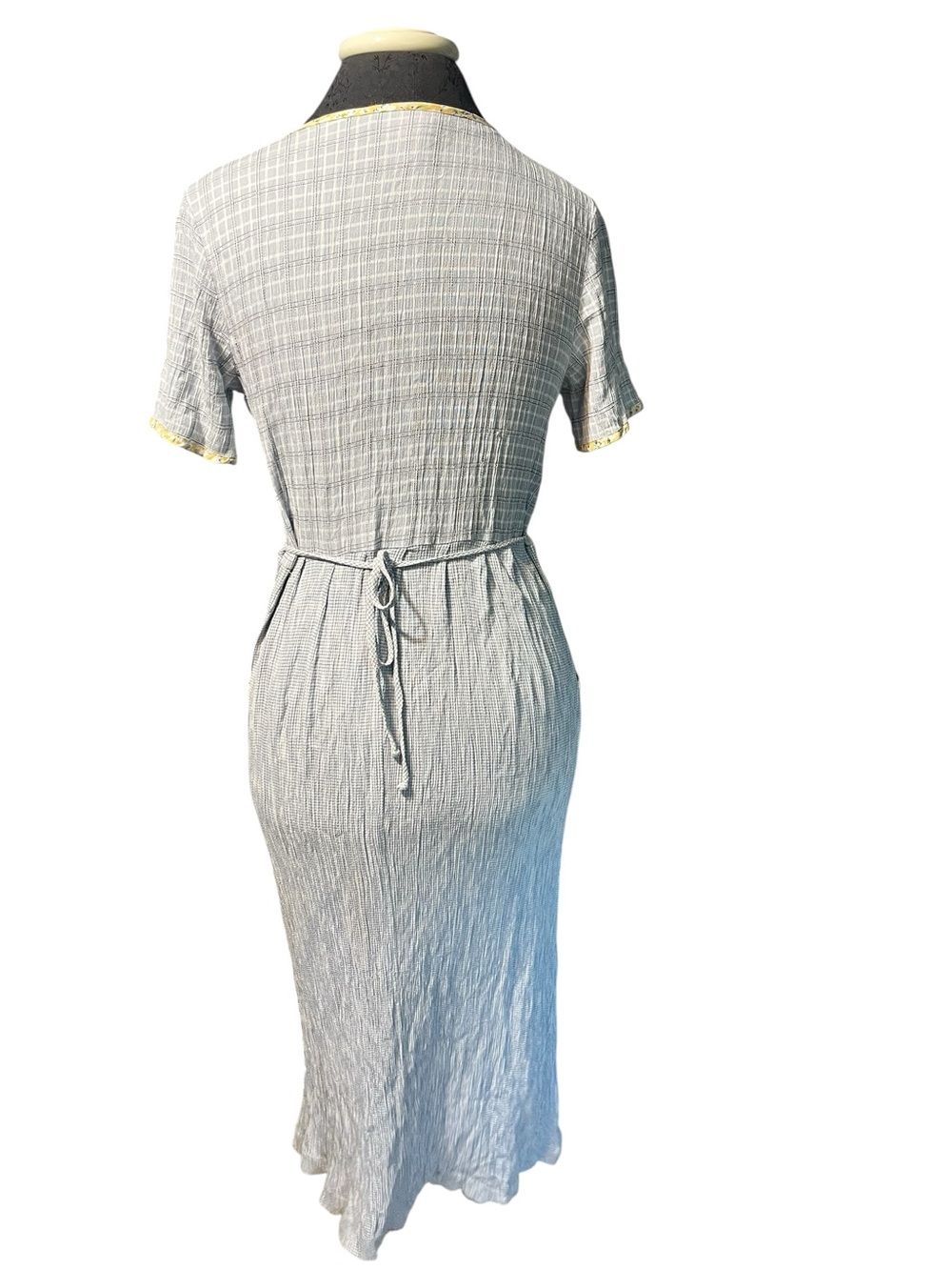 Vintage Carol Anderson Rayon Acetate Blue Plaid Midi Dress Small - Picture 2 of 8